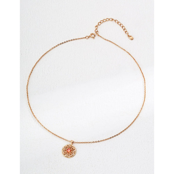 S925 Silver Vintage Red Zircon Necklace