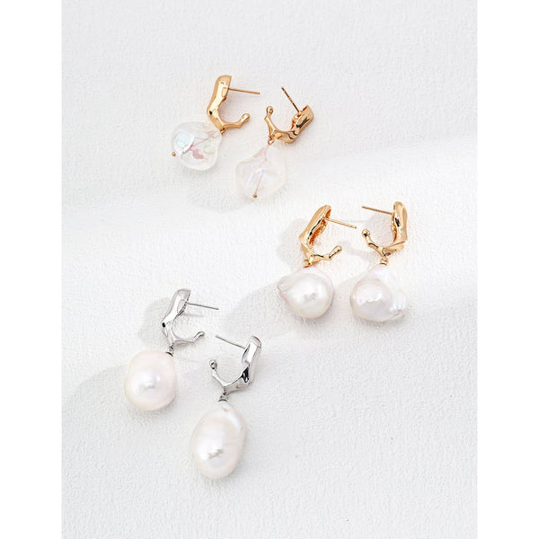 S925 Silver Natural Pearl / Resin Earrings