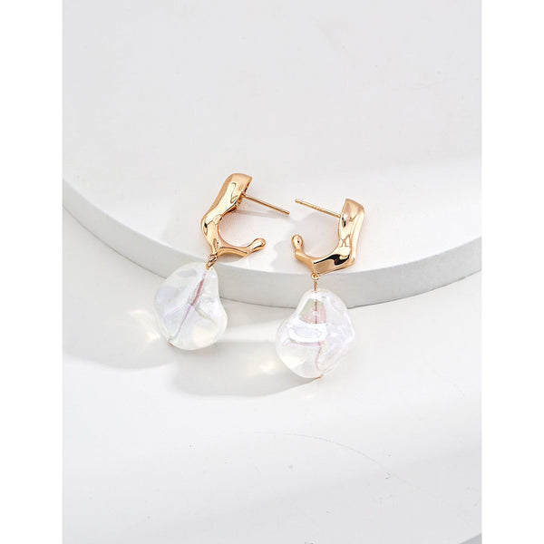 S925 Silver Natural Pearl / Resin Earrings
