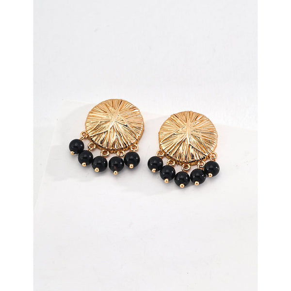 S925 Silver Vintage Black Agate Earring