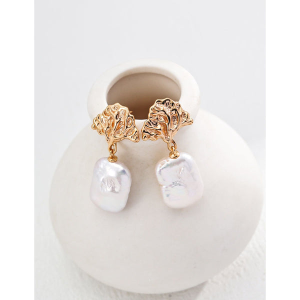 S925 Silver Vintage Natural Pearl Earrings