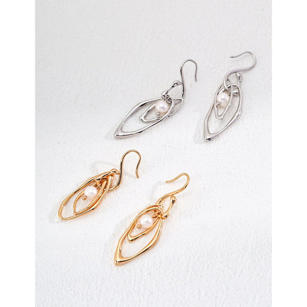 S925 Silver Minimalist Natural Pearl Earrings