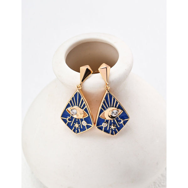 S925 Silver Vintage Blue Drip Glaze Zircon Earrings