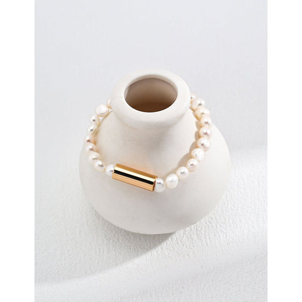 S925 Silver Natural Pearl Bracelet - Hover Image