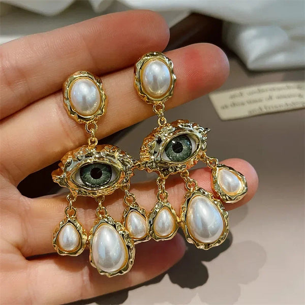 French Style Exaggerated Big Eyes Long Earrings