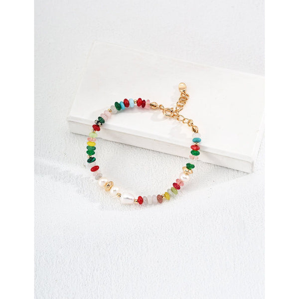 S925 Silver Pearl Dopamine Colorful Stone Bracelet