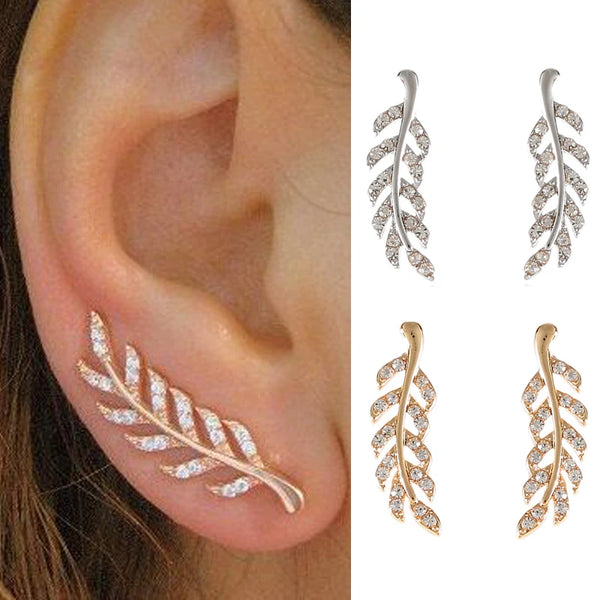 Hollow leaf stud earrings - Hover Image