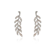 Crystal leaf earrings in silver and gold, perfect for jewelry websites, jewelry storage, vintage jewelry, gifting for mom, and nature-inspired fashion.