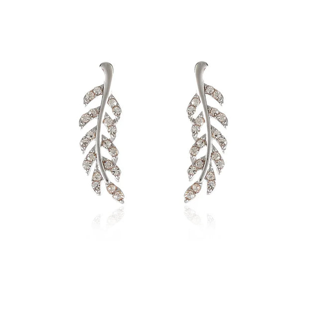 Crystal leaf earrings in silver and gold, perfect for jewelry websites, jewelry storage, vintage jewelry, gifting for mom, and nature-inspired fashion.