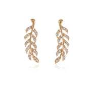 Crystal leaf earrings in silver and gold, perfect for jewelry websites, jewelry storage, vintage jewelry, gifting for mom, and nature-inspired fashion.
