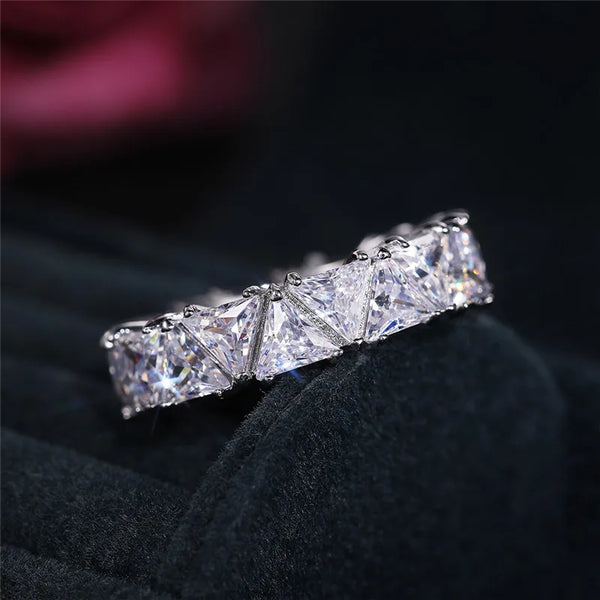 Unique Triangle Cubic Zirconia Ring - Hover Image