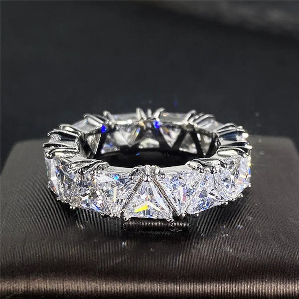 Unique Triangle Cubic Zirconia Ring