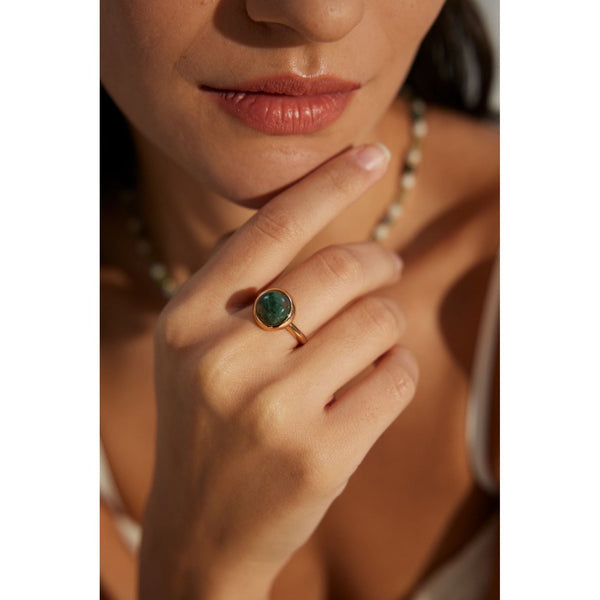 S925 Silver Water Grass Agate Ring - Hover Image