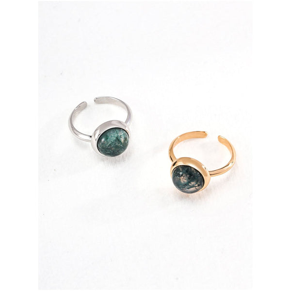 S925 Silver Water Grass Agate Ring