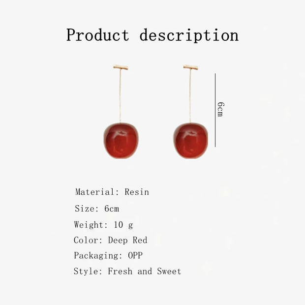 Cherry-inspired drop earrings with red stones and gold accents, perfect for jewelry websites, jewelry storage, vintage jewelry, and gifting for mom or jewelry lovers.