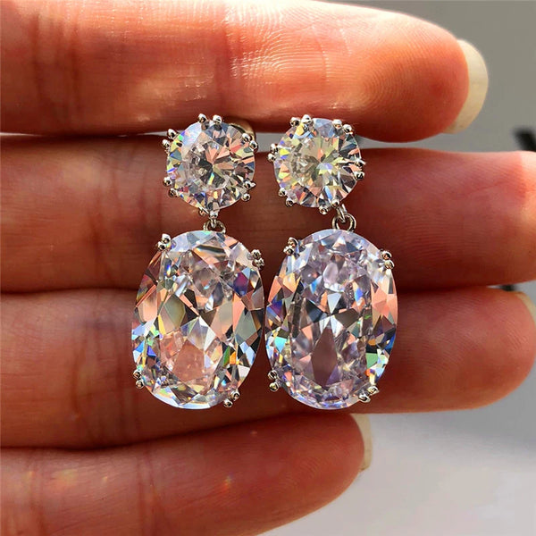 Minimalist Stylish Big Oval Drop Earrings - Hover Image