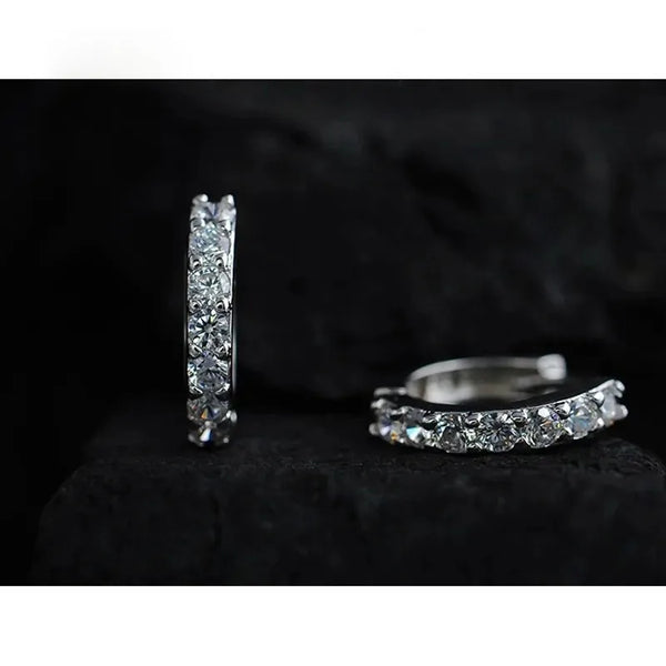 Luxury romantic 925 silver crystal earrings - Hover Image