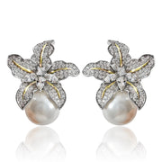 Floral pearl and crystal earrings designed for timeless elegance, perfect for jewelry cleaning, vintage jewelry enthusiasts, and top jewelry websites. Ideal for earrings piercing, earrings rings, or gifting for mom.