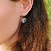 Floral crystal earrings with gold accents, perfect for jewelry websites, jewelry storage, vintage jewelry, earrings piercing, and as a gift for mom or nature lovers.