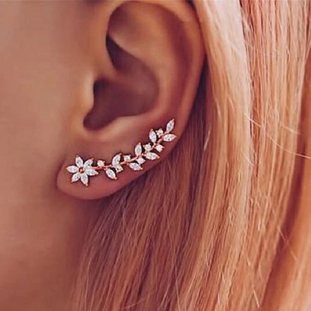 Elegant floral vine ear cuff earring for "jewelry storage," "jewelry websites," and "vintage jewelry." Perfect for "earrings piercing" or "body jewelry," designed by top "jewelry designers" with timeless charm.