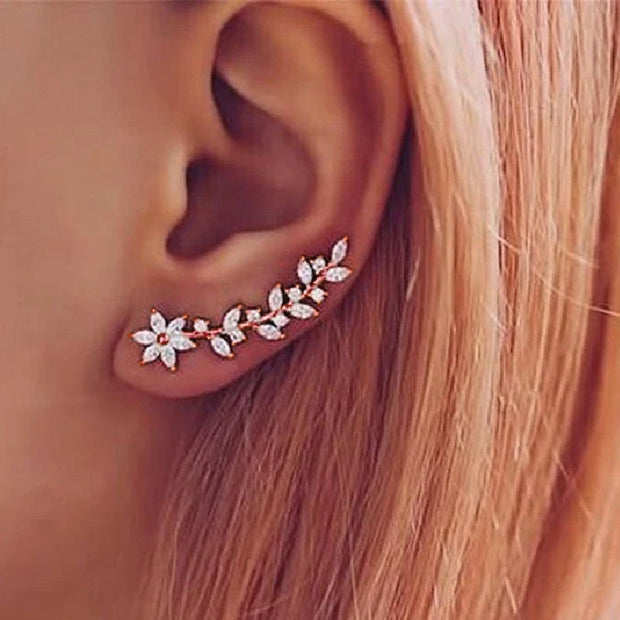 Elegant floral vine ear cuff earring for "jewelry storage," "jewelry websites," and "vintage jewelry." Perfect for "earrings piercing" or "body jewelry," designed by top "jewelry designers" with timeless charm.