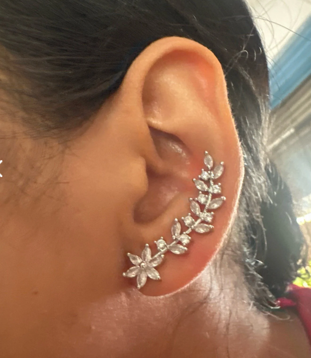 Elegant floral vine ear cuff earring for "jewelry storage," "jewelry websites," and "vintage jewelry." Perfect for "earrings piercing" or "body jewelry," designed by top "jewelry designers" with timeless charm.