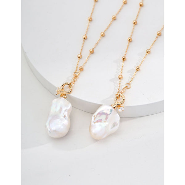 S925 Silver Natural Pearl Zircon Necklace