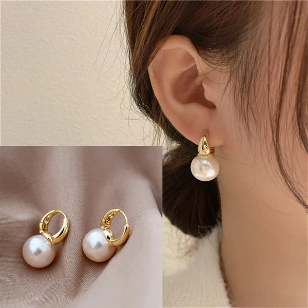 Minimalist Pearl Earrings - Hover Image