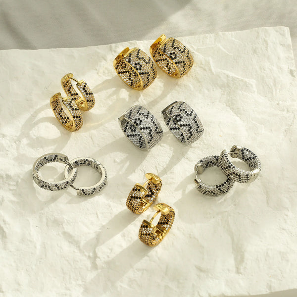 Women's Leopard Print Diamond Earrings - Hover Image