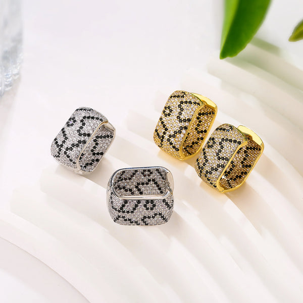 Women's Leopard Print Diamond Earrings