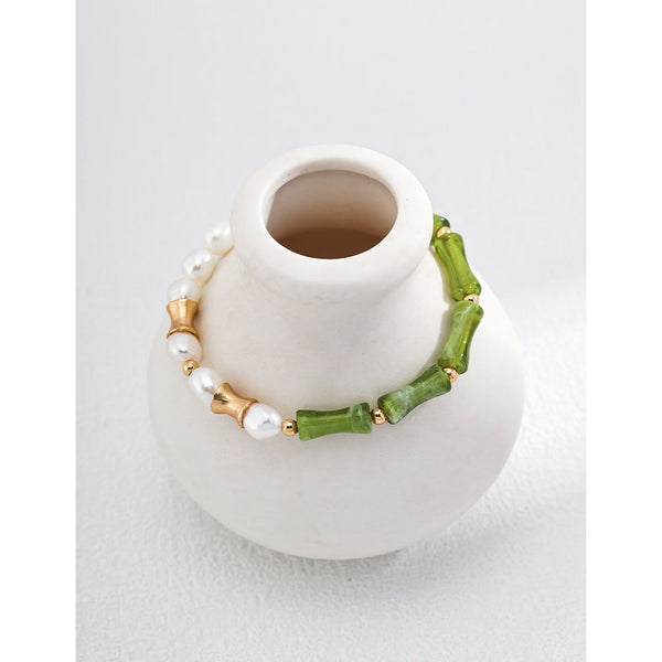 S925 Silver New Chinese-Style Bamboo Joint Pearl Bracelet
