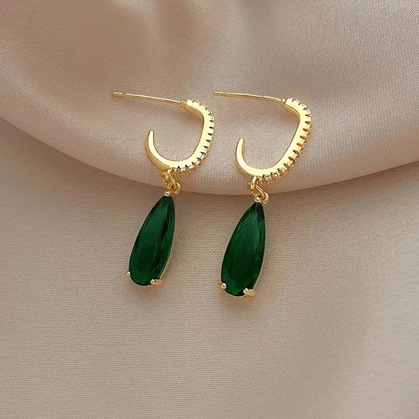 Pear Green Drop Earrings - Hover Image