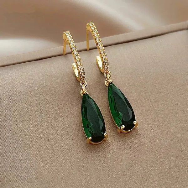 Pear Green Drop Earrings