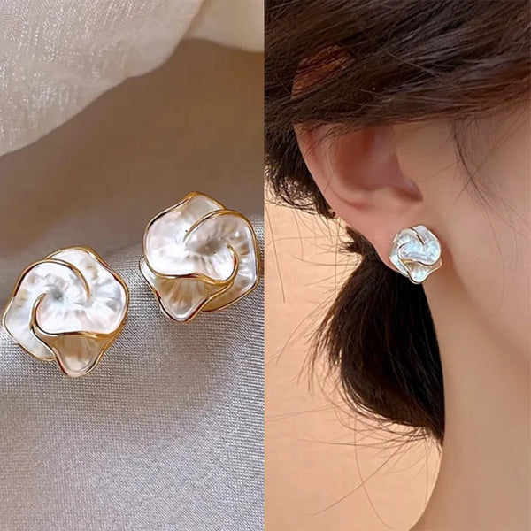 Delicate Camellia Stud Earrings - Hover Image