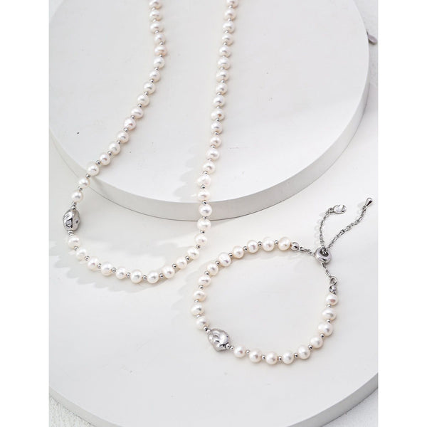 S925 Silver Minimalist Natural Pearl Necklace/Bracelet - Hover Image
