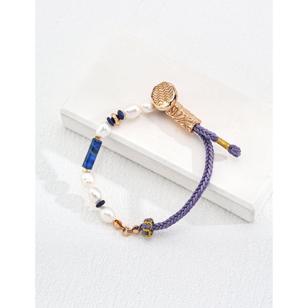 S925 Silver Pearl and Lapis Lazuli Bracelet