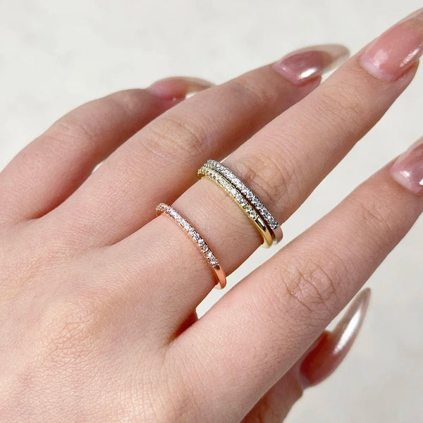 Tiny Delicate Micro Pave Zircon Ring - Hover Image