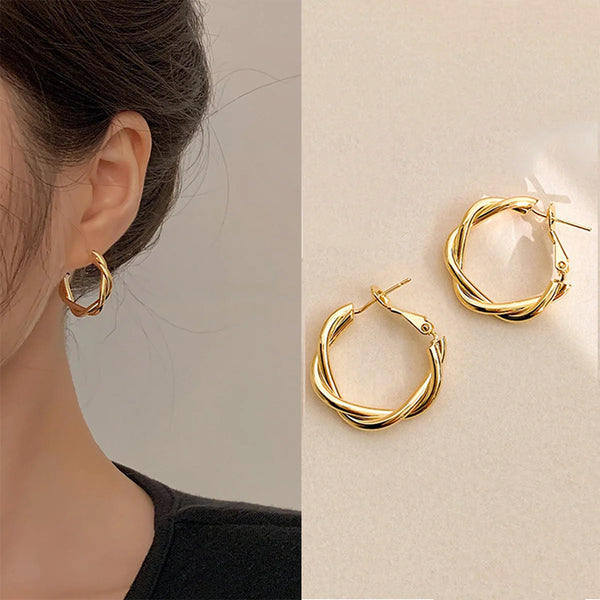 Creative double loop wrapped earrings