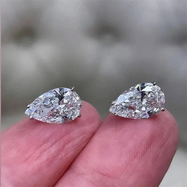 Pear Cut White Zircon Drop Earrings
