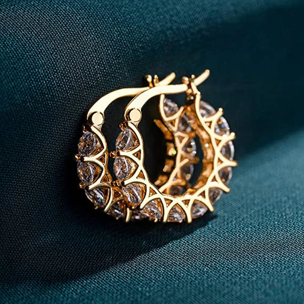 Full Paved Crystal Hoop Earrings - Hover Image