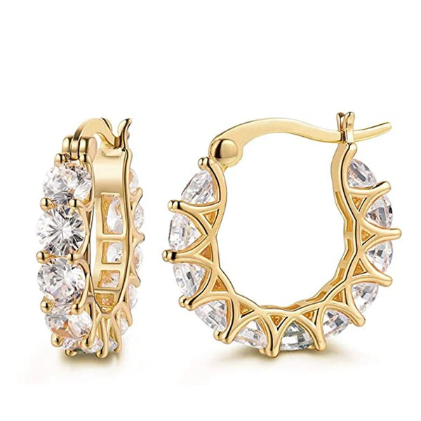 Full Paved Crystal Hoop Earrings