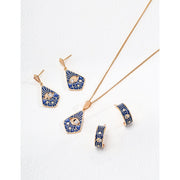 Gold necklace with blue enamel eye pendant and crystal accents, ideal for jewelry storage, crafted by top jewelry designers. Perfect for jewelry websites, vintage jewelry collections, jewelry for mom, and gem jewelry lovers. A standout accessory for body jewelry and jewelry with engraving.