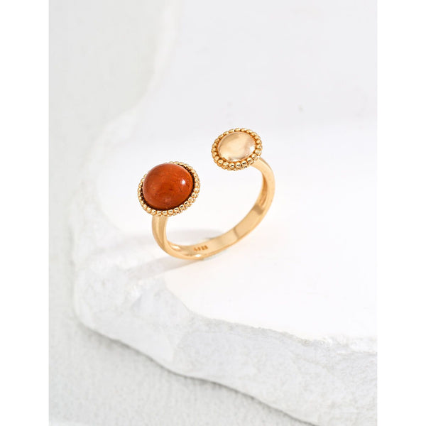 S925 Silver Minimalist Red Stone Ring