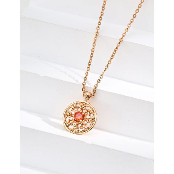 S925 Silver Vintage Red Zircon Necklace