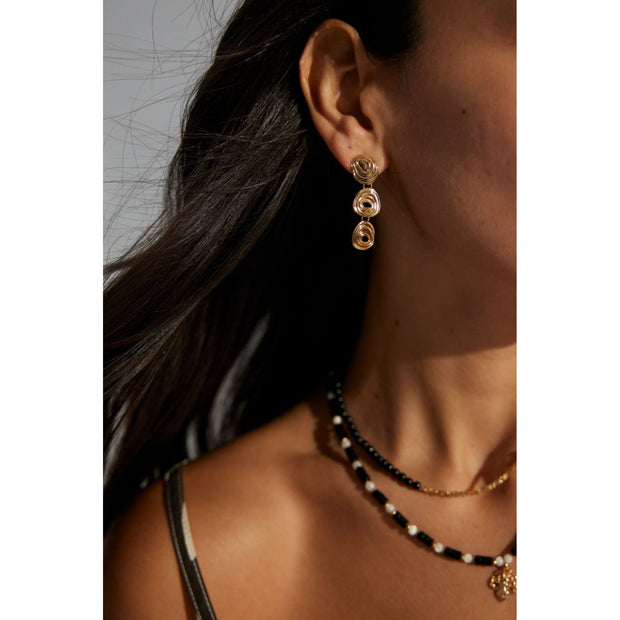 Elegant gold and silver swirl drop earrings with abalone accents, perfect for jewelry storage, designed by top jewelry designers, ideal for earrings piercing or gifting. Great addition to vintage jewelry collections, suitable for body jewelry, jewelry for mom, and jewelry with turquoise or engraving.