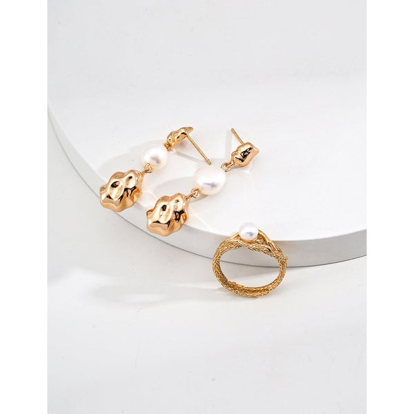 S925 Silver Minimalist Natural Pearl Ring - Hover Image