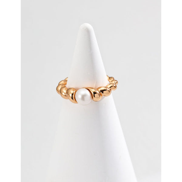 S925 Silver Minimalist Natural Pearl Ring - Hover Image