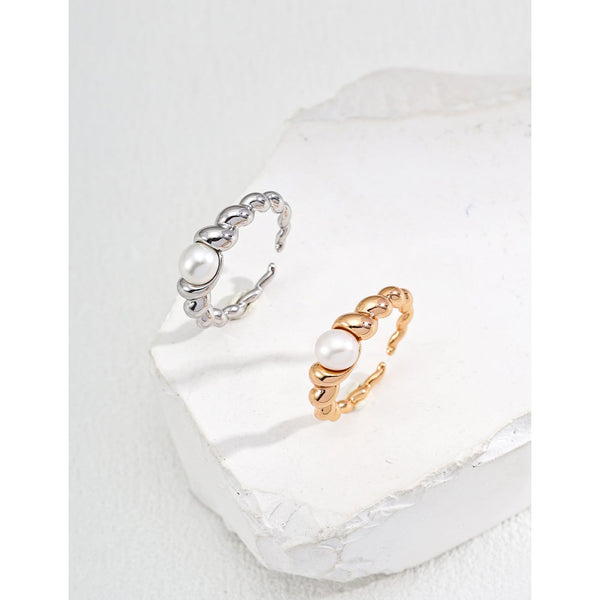S925 Silver Minimalist Natural Pearl Ring