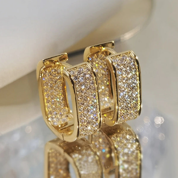 Fashion Paved Hoop Earrings