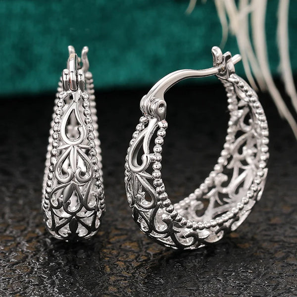 Graceful Hollow-out Design Hoop Earrings